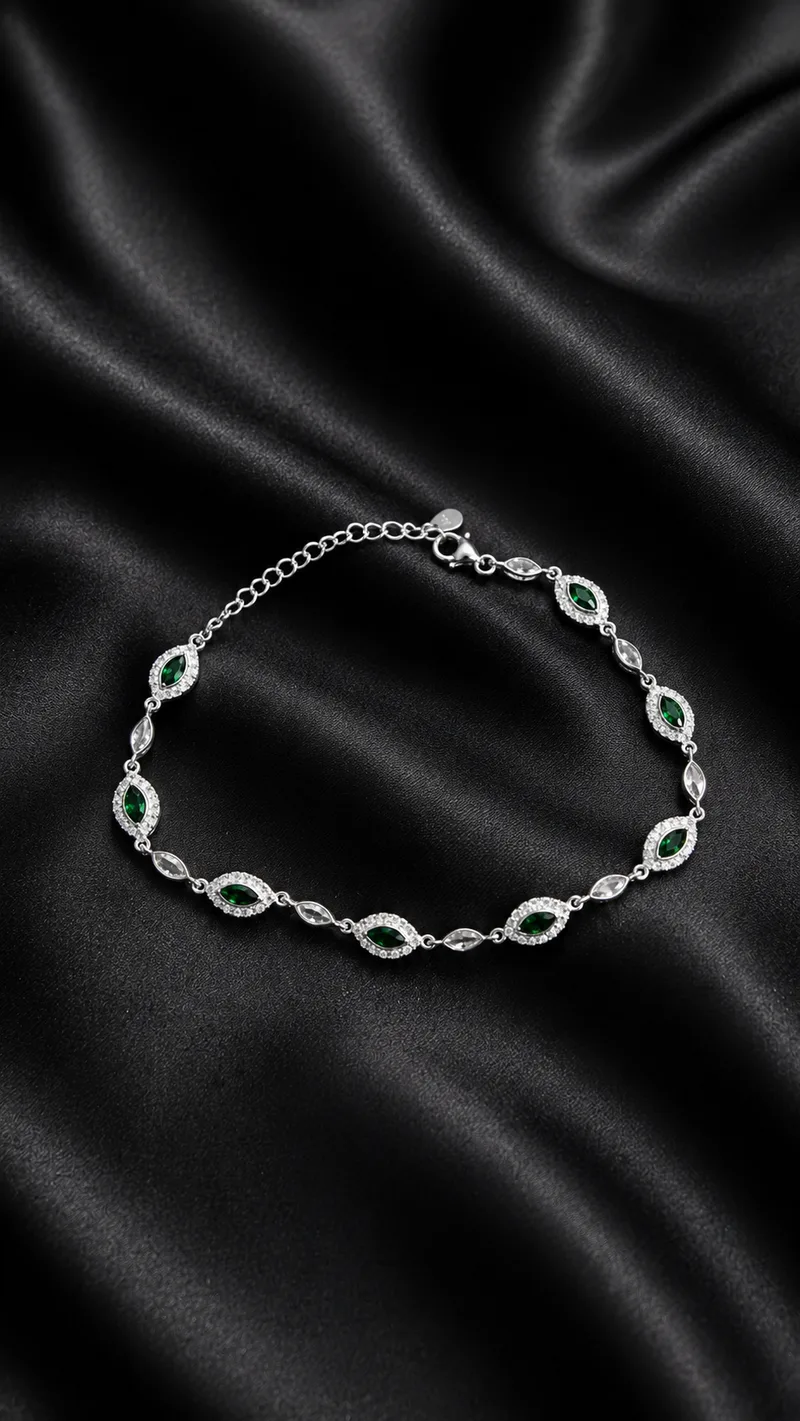 Emerald Aura Bileklik Modeli — Bileklik, 925 ayar gümüş